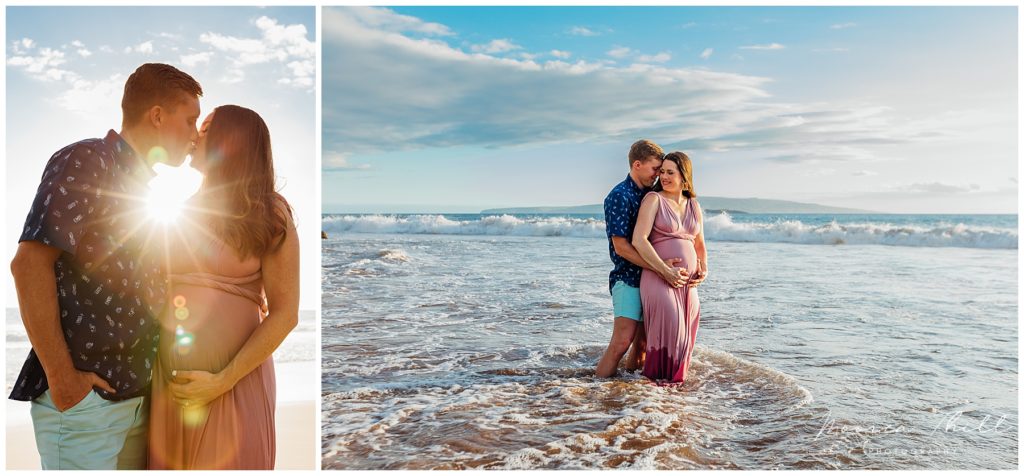 Texas couple on the beach for a maternity session 