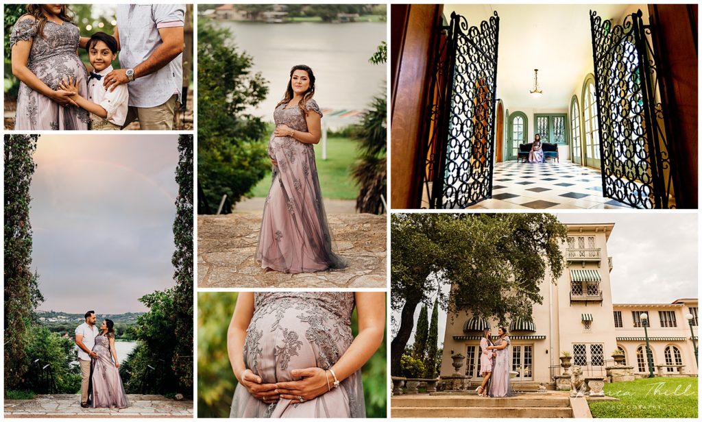 family maternity photo session at laguna gloria austin Texas