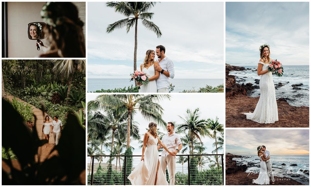Couple Getting Married on Lanai Four Seasons destination elopement 